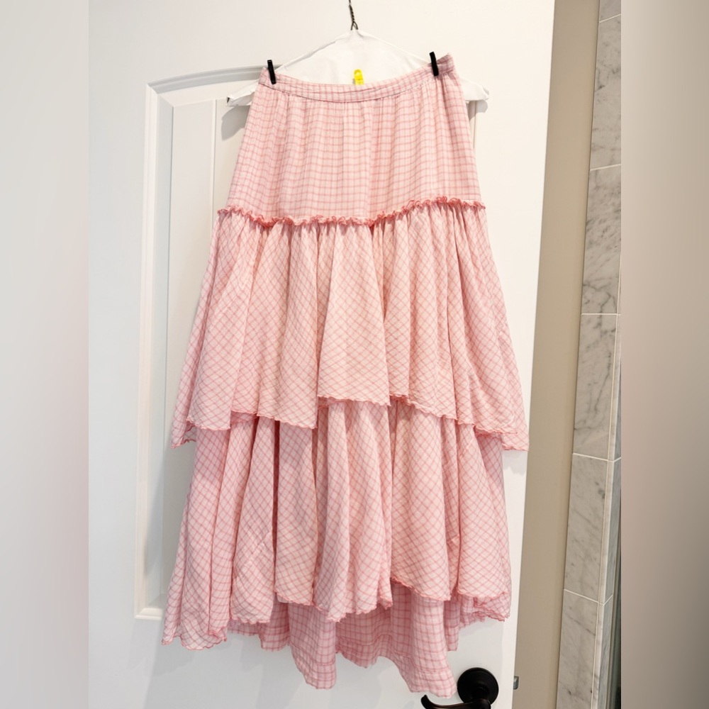 Loveshackfancy Long Hi-Lo Ruffled Skirt XS